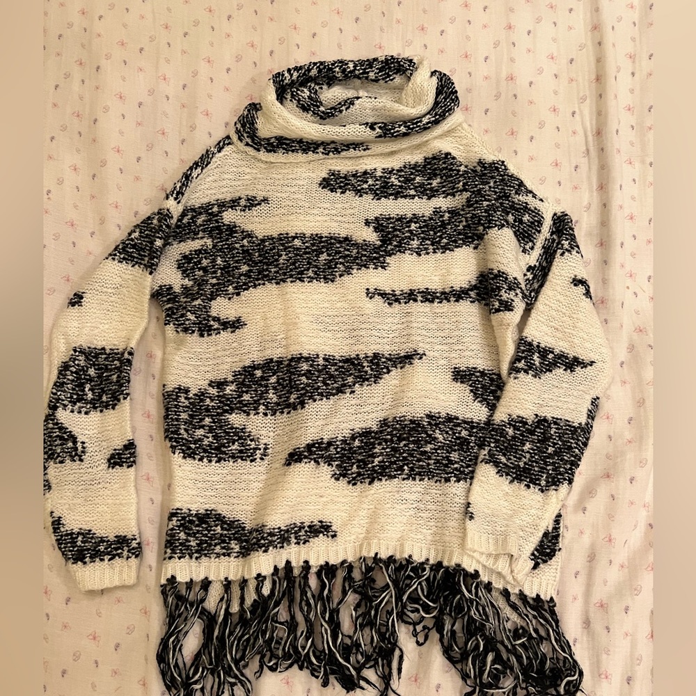 Black and white tassel sweater